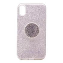 Capa 4LIFE Glitter para iPhone XR com Popsocket Material Tpu/PC - Prata