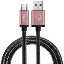 Cabo Elg SKN510BK - USB/Micro USB - 1 Metro - Tecido Natural - Preto e Rosa