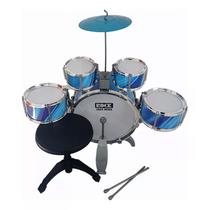 Bateria Rock Jazz Drum M5326 - Infantil - Luzes LED - Azul