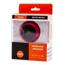 Mini Speaker / Caixa de Som Enjoy Music TWS com Bluetooth / MP3 / FM / TF Card / 450MAH / 3W - Vermelho