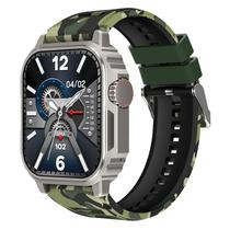Relogio Smartwatch Inteligente Blulory SV Watch Camuflaje 49MM + Pulseira Extra - Verde Camuflado/Laranja