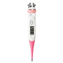 Termometro Digital Flexivel Infantil Q005 de Cabeca Macia - Vaquinha Rosa/Branco