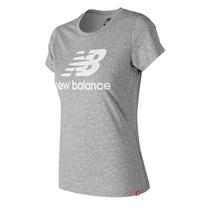 Camiseta New Balance Feminino Stacked Logo M Cinza - WT31546AG