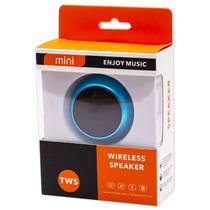 Mini Speaker / Caixa de Som Enjoy Music TWS com Bluetooth / MP3 / FM / TF Card / 450MAH / 3W - Azul