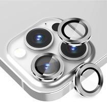 Pelicula de Camera de Vidro para iPhone 14 Pro Max Aneis de Metal/Anti-Riscos 4LIFE Um Conjunto (3 Pecas) - Silver