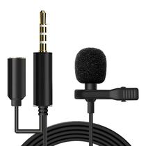 Microfone de Lapela com Fio Luo LU-B06 3.5 Aux / 1.5 Metros - Preto