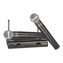 Microfone Quanta QTMIC103 - Sem Fio - 2 Unidades - Bivolt - Preto