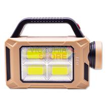 Lanterna LED Luo LU-310 Multifuncional / 5 Modos de Iluminacao / Recarregavel USB / Solar - Preto/ Bege