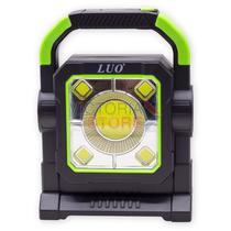Lanterna LED Luo LU-195 Work Light / 3 Modos de Iluminacao / Recarregavel USB / Solar - Preto/ Verde