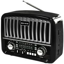Radio Portatil AM/FM/SW Megastar RX458BTS 500 Watts P.M.P.O com Bluetooth Bivolt - Preto/Prata