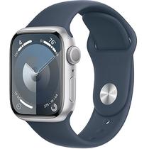 Apple Watch Series 9 de 41MM MR903LL/A GPS s/M (Caixa de Aluminio Prateado/Pulseira Esportiva Azul Tempestade)