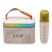 Mini Speaker / Caixa de Som Portatil Luo LU-3170 com Microfone / Bluetooth / Aux / USB / TF / Recarregavel - Bege