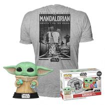 Bundle Funko Pop Star Wars The Mandalorian: Grogu + Camiseta Tees - Tamanho s (63621)