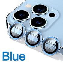 Pelicula de Camera de Vidro para iPhone 13 Pro / 13 Pro Max Aneis de Metal/Anti-Riscos 4LIFE Um Conjunto (3 Pecas) - Azul
