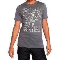 Camiseta Nike Infantil Masculino Paris Saint Germain Air L Cinza - FN2466068