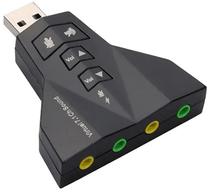 Adaptador de Som USB 7.1 Canais para 2 Fones Preto