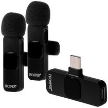 Microfone Sem Fio para Smartphone Prosper P-6113 com 2 Microfones e Conector USB-C - Preto