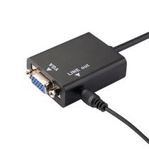 Cabo Adaptador Conversor VGA para HDMI / com Audio / Cabo Auxiliar - Preto