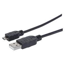 Cabo USB-A / Micro-USB Manhattan 307178 / 1.8 Metros - Preto