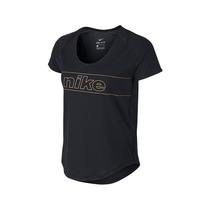 Camiseta Nike Feminina DRY Top SS 10K Glam Preto/Dourado