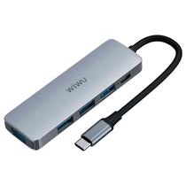 Hub USB Type-C 3.1 Wiwu Alpha A541BC 5 Portas / 4 USB 3.0 / Type-C Femea - Cinza