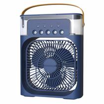 Mini Ventilador de Ar Portatil Cooler Fan com 3 Velocidades / LED / Temporizador / Umidificador / 5V/ 2A / 10W- Azul