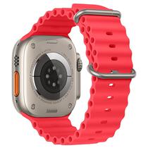 Pulseira para Smartwatch Apple Correia de Silicone de 42/44/45/49 MM 4LIFE Ocean - Vermelho