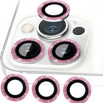 Pelicula de Camera de Vidro para iPhone 13 Pro / 13 Pro Max Aneis de Metal/Anti-Riscos 4LIFE Um Conjunto (3 Pecas) - Rosa