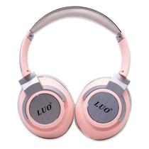 Fone de Ouvido Sem Fio Luo New QC-39 com Bluetooth / FM / TF / Microfone - Rosa/ Branco