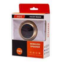 Mini Speaker / Caixa de Som Enjoy Music TWS com Bluetooth / MP3 / FM / TF Card / 450MAH / 3W - Rose Gold