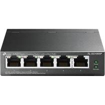 Switch TP-Link LS1008G com 5 Portas de 10/100/1000MBPS (4 Portas Poe +) Bivolt - Cinza