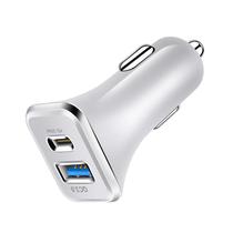Carregador de Celular para Carro Dual USB Ijack Liu Usbc- 20W e USB-A Quick Charge 3.0 - Branco
