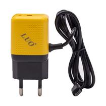 Carregador de Parede Luo LU-8187 USB-A / USB-C com Cabo Micro-USB - Preto/Amarelo