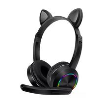 Fone de Ouvido Sem Fio Cat Ear Headset AKZ-K23 com Bluetooth e Microfone - Preto