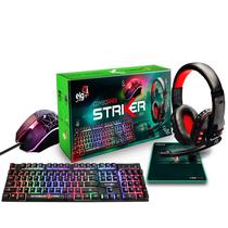 Teclado Combo Gaming Elg Striker CGSR41 4 Em 1 Mouse + Mouse Pad + Headset + com Retroiluminacao RGB (Portugues) - Preto