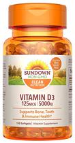 Sundown Naturals Vitamin D3 125MG/5000IU (150 Capsula Em Gel)