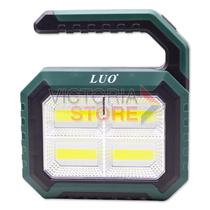 Lanterna LED Luo LU-302 / 2XPE+4COB / Multifuncional / 5 Modos de Iluminacao / Recarregavel USB / Solar / Power Bank - Preto/ Verde