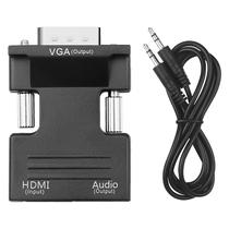 Adaptador VGA Macho para HDMI Femea com Audio - Preto