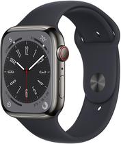 Apple Watch S8 (GPS+Cellular) Caixa Aco Inox Graphite 45MM Pulseira Midnight A2775