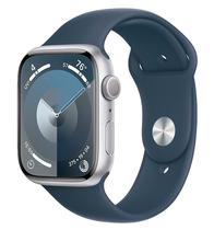 Apple Watch Series 9 MR9E3LL/A Caixa Aluminio 45MM Prata - Esportiva Azul Tempestade