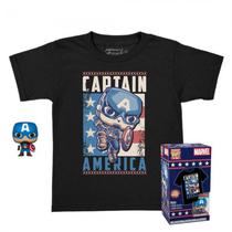 Box Funko Pop Pocket Marvel - Captain America + Camiseta Tee Bundle *L* (Kid)