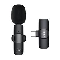 Microfone de Lapela Sem Fio Luo LU-B07 com Conector USB-C - Preto