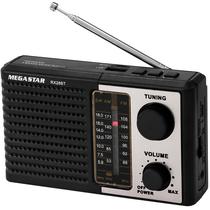 Radio Portatil Megastar RX28BT com SD/USB/Bluetooth - Preto/Prata
