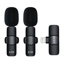 Microfone de Lapela Sem Fio Luo LU-B12 com Microfones Duplos e Conector Lightning - Preto