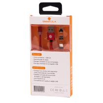 Cabo 3 Em 1 Micro-USB / USB-Lightning / USB-C Smartzla Magnetico 1 Metro 2.4A - Vermelho