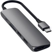 Hub USB USB-C Satechi Slim V2 ST-SCMA2M com USB-C/ HDMI/ USB/ Leitor Microsd/ SD - Space Gray