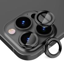 Pelicula de Camera de Vidro para iPhone 14 Pro Max Aneis de Metal/Anti-Riscos 4LIFE Um Conjunto (3 Pecas) - Preto
