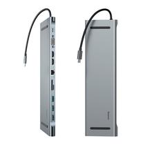 Hub Adaptador Multiporta Baseus Elitejoy 11-Port Type-C Hub Adapter (CATSX-G0G) 3 USB-A / HDMI / SD / MMC / Lan / VGA / USB-C / P2 - Cinza