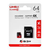 Cartao de Memoria Micro SD S3+ S3SDC10U1-64GB C10 64GB - Preto e Vermelho