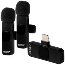 Microfone Sem Fio para Smartphone Prosper P-6114 com 2 Microfones e Conector Lightning - Preto